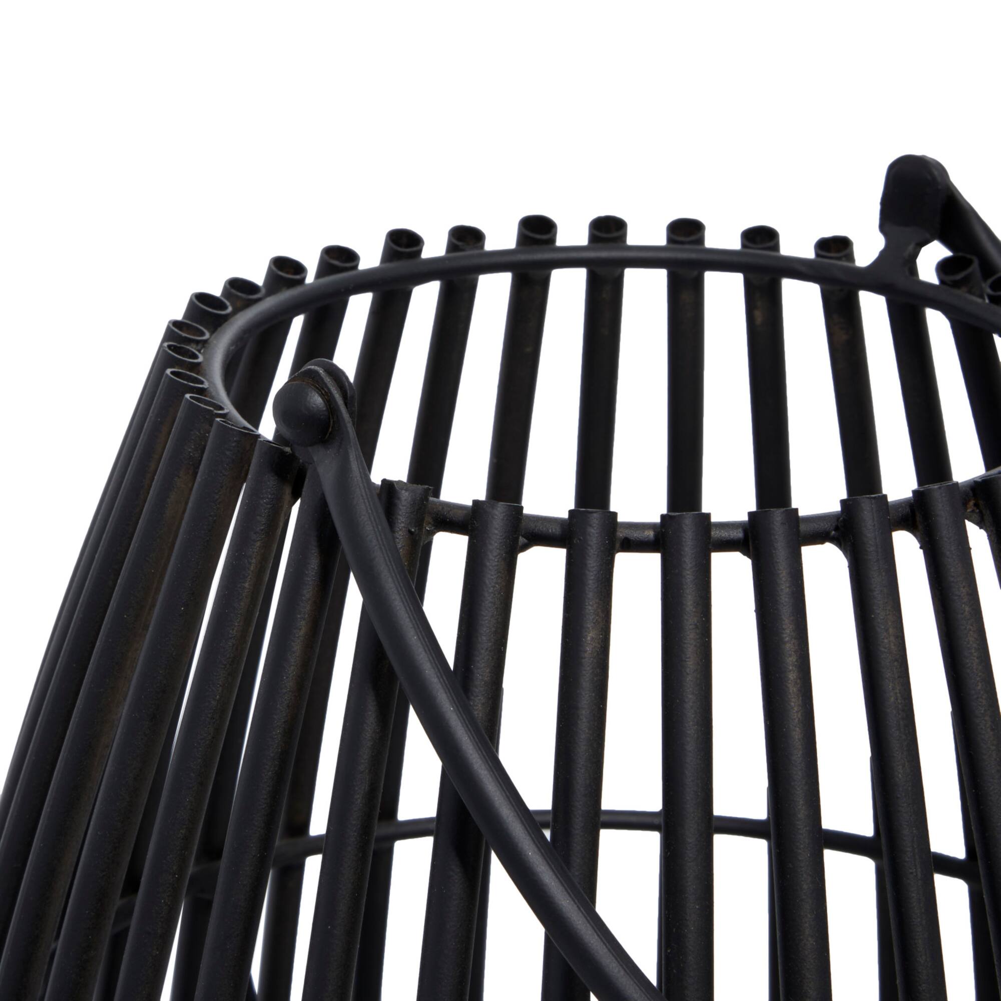 16" Black Iron Contemporary Candle Holder Lantern